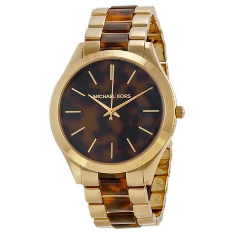 michael kors slim runway tortoise acetate double wrap watch